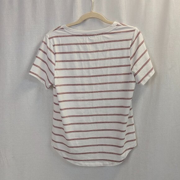 NWT Mod Ref Size Small Burgundy and White Striped Tee *Issue - Picture 7 of 14